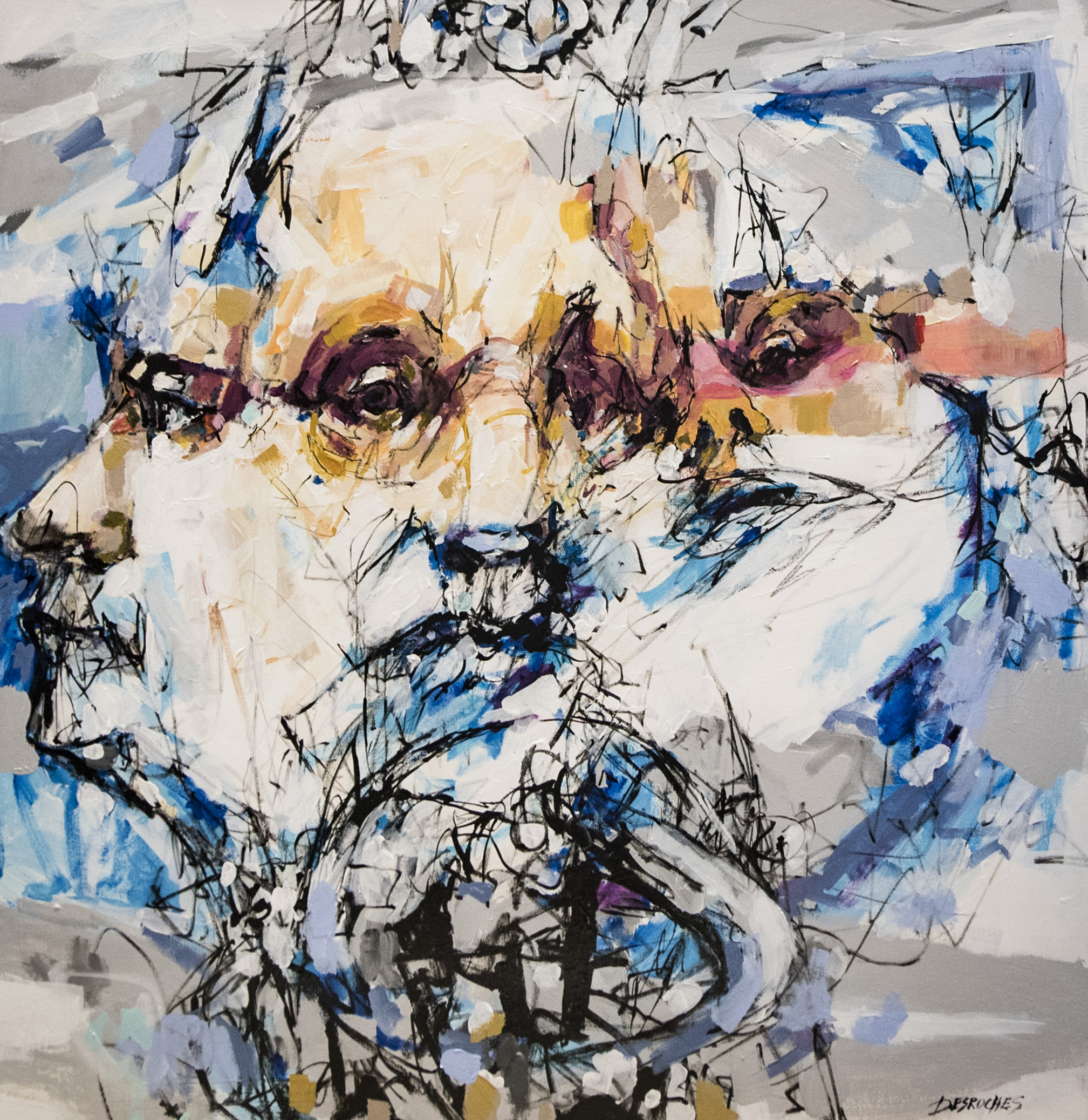 Séance · 40 × 40 · Michel Desroches.